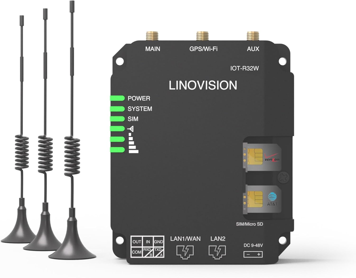 LINOVISION Industrial 4G LTE Cat4 Router Celular con Wi-Fi, Señal Mejorada para Sitios Remotos, Doble Ranura SIM, DTU Gateway para Dispositivos RS485, Sensores IoT, M2M, Vehículos